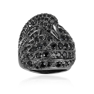 Black Spinel Silver Ring