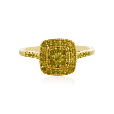 I3 Yellow Diamond Silver Ring