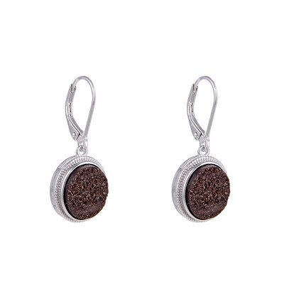 Zwenkau Druzy Wood Silver Earrings