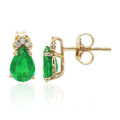 10K AAA Zambian Emerald Gold Earrings