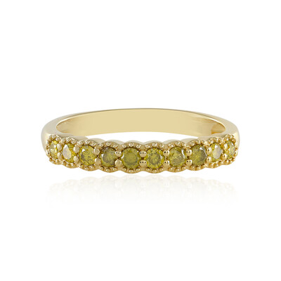 I3 Yellow Diamond Silver Ring