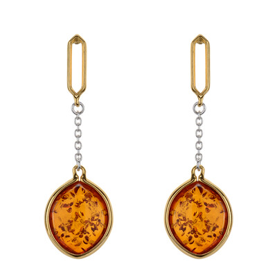 Cognac Baltic Amber Silver Earrings (dagen)