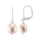 Orange Freshwater Pearl Silver Earrings (TPC)