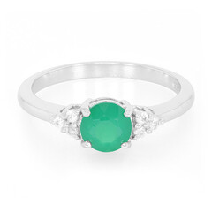 Green Chalcedony Silver Ring