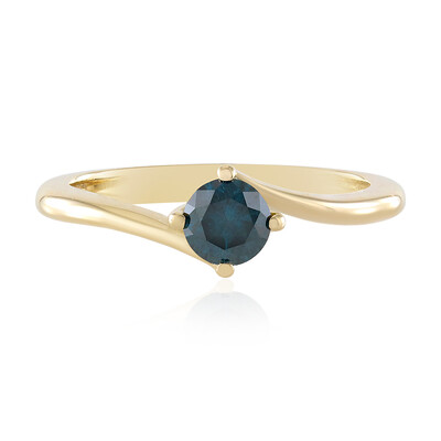 9K I2 Blue Diamond Gold Ring