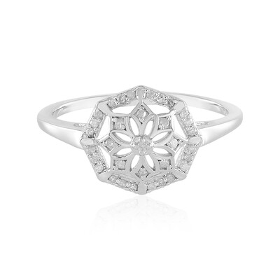 I2 (I) Diamond Silver Ring