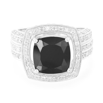 Black Spinel Silver Ring