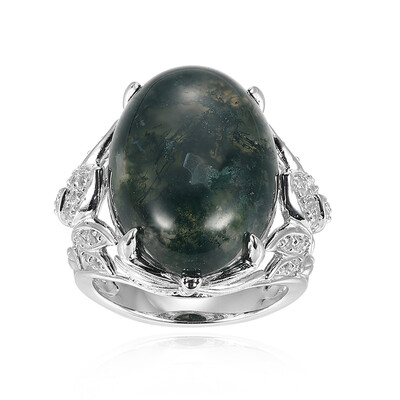 Moss Agate Silver Ring