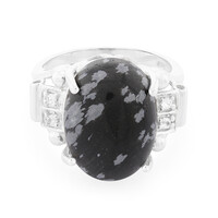 Snowflake Obsidian Silver Ring