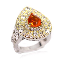 Mexican Fire Opal Silver Ring (Dallas Prince Designs)