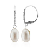 White Freshwater Pearl Silver Earrings