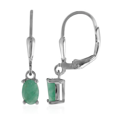 Emerald Silver Earrings