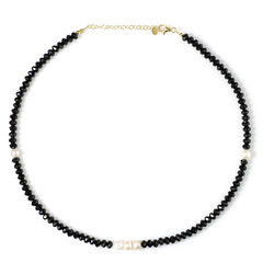 Black Spinel Silver Necklace (Riya)