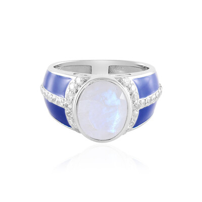 Rainbow Moonstone Silver Ring