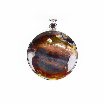 Opalized Wood Silver Pendant