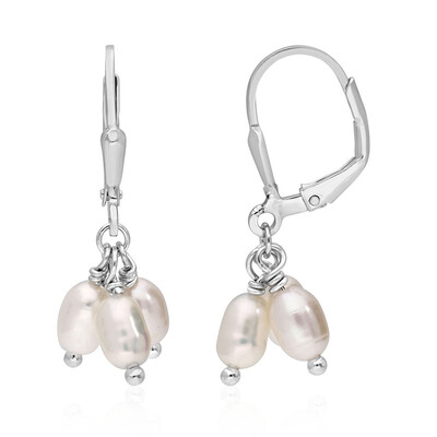 White Freshwater Pearl Silver Earrings