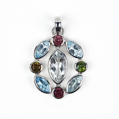 White Topaz Silver Pendant