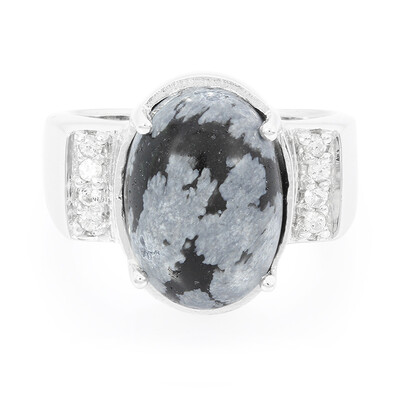 Snowflake Obsidian Silver Ring