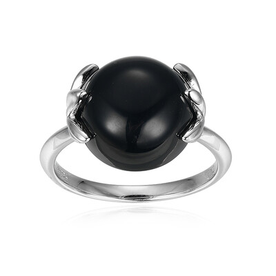 Black Agate Silver Ring