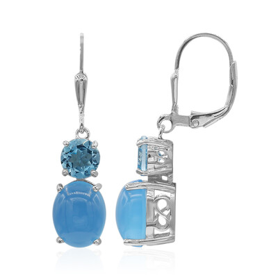 Aqua Chalcedony Silver Earrings