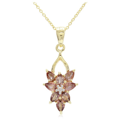 10K Unheated Padparadscha Sapphire Gold Necklace