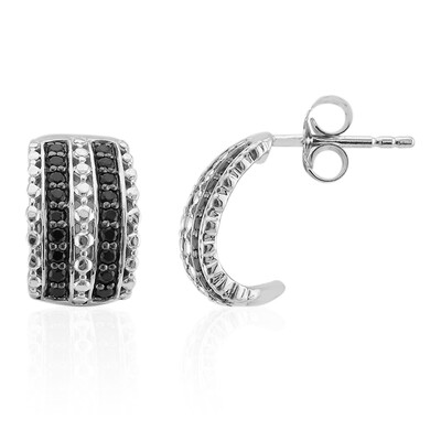 Black Spinel Silver Earrings