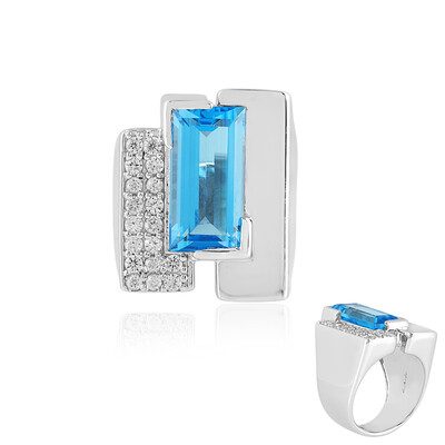 Swiss Blue Topaz Silver Ring (de Melo)