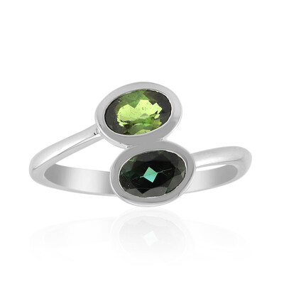 Blue Green Tourmaline Silver Ring (Pallanova)