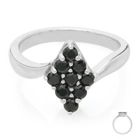 Black Spinel Silver Ring