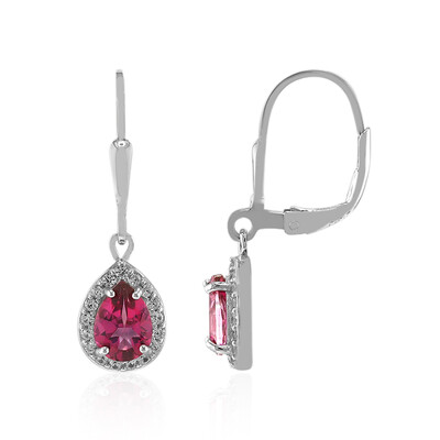 Pink Topaz Silver Earrings