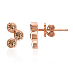 9K SI1 Argyle Rose De France Diamond Gold Earrings