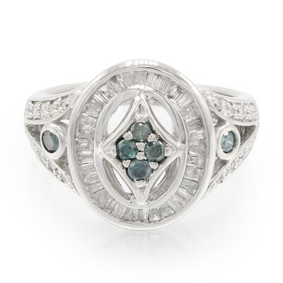 Blue Diamond Silver Ring