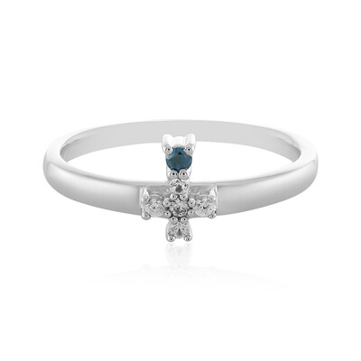 I3 Blue Diamond Silver Ring