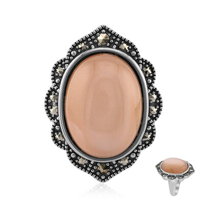 Peach Moonstone Silver Ring (Annette classic)