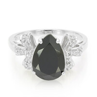 Black Spinel Silver Ring