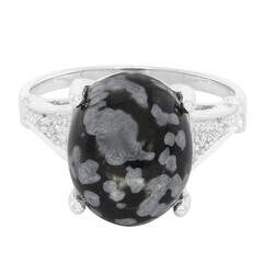 Snowflake Obsidian Silver Ring