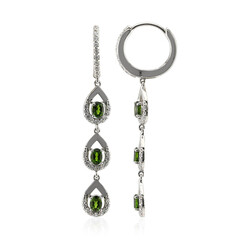 Russian Diopside Silver Earrings