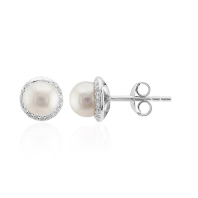 White Freshwater Pearl Silver Earrings