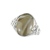 Holy Cross Flint Stone Silver Ring