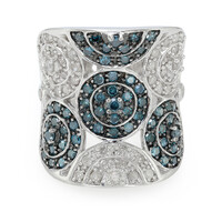 Blue Diamond Silver Ring