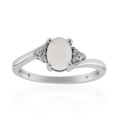 White Opal Silver Ring