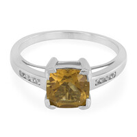 Cognac Quartz Silver Ring