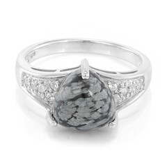 Snowflake Obsidian Silver Ring