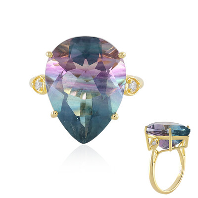 Bi Colour Fluorite Silver Ring