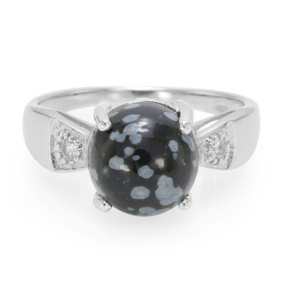 Snowflake Obsidian Silver Ring