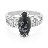 Snowflake Obsidian Silver Ring