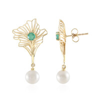 9K White Freshwater Pearl Gold Earrings (Ornaments by de Melo)