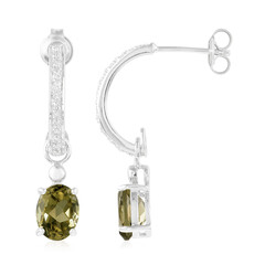 Olive Quartz Silver Earrings