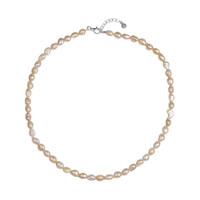 Peach Freshwater Pearl Silver Necklace (TPC)