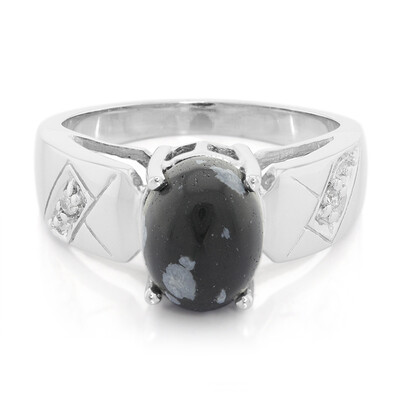 Snowflake Obsidian Silver Ring